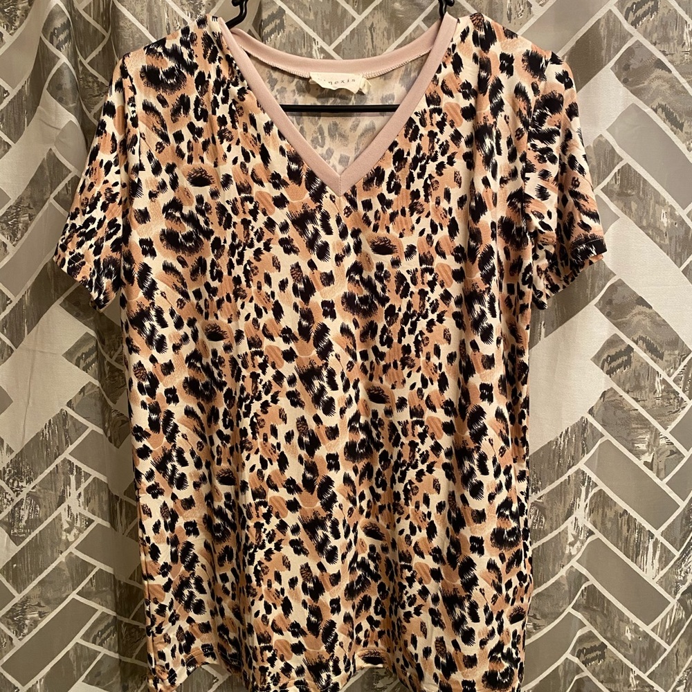 Animal Print Vneck Top